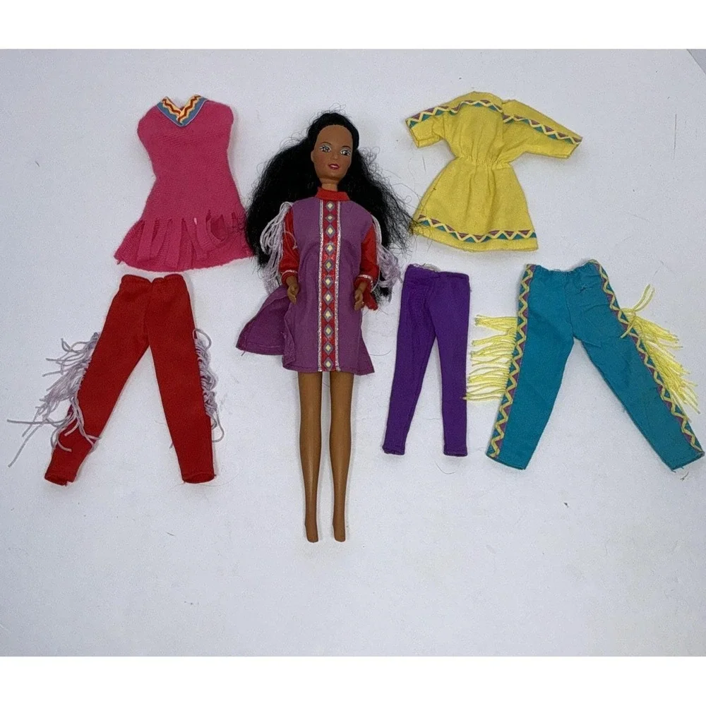 Vintage Barbie Native American Fashion Doll Lot Fringe‎ Outfits Mattel TLC OOAK